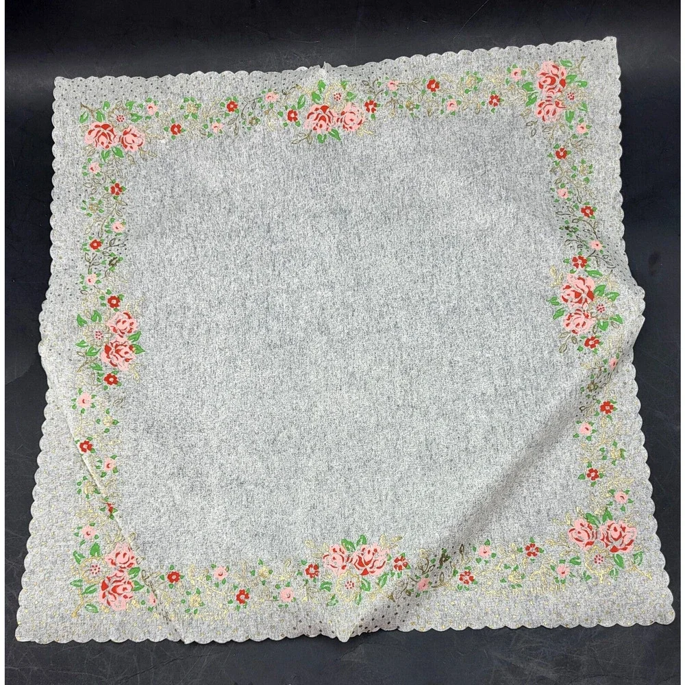 Circa 1950 Elegant Floral Paper Napkins White with Pink Roses 40 Count 13x13